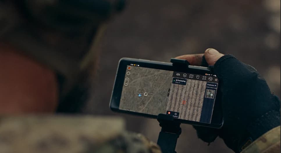 The client's technology visualized on screen within a finished video scene